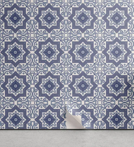 Vista 23 de Lunarable Papel tapiz victoriano de despegar y pegar para el hogar, motivos florales griegos romanos europeos, estilo Art Nouveau inspirados