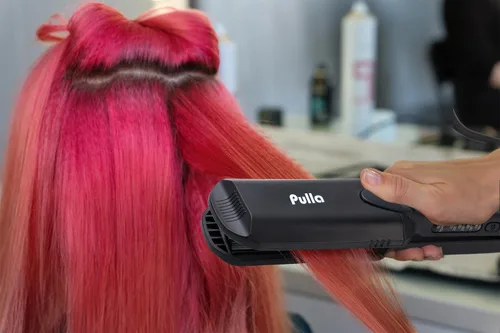 Vista 8 de Pulla Crimpadora de pelo para mujer, herramienta de crimpado de cerámica 4 en 1, plancha plana Cerámica de turmalina para volumen, elevación