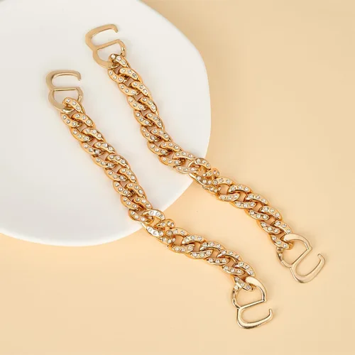 Vista 4 de Dijes brillantes para zapatos, accesorios de cadena brillante para mujeres, zuecos de flores, zapatos, decoración, joyas brillantes para zapatos