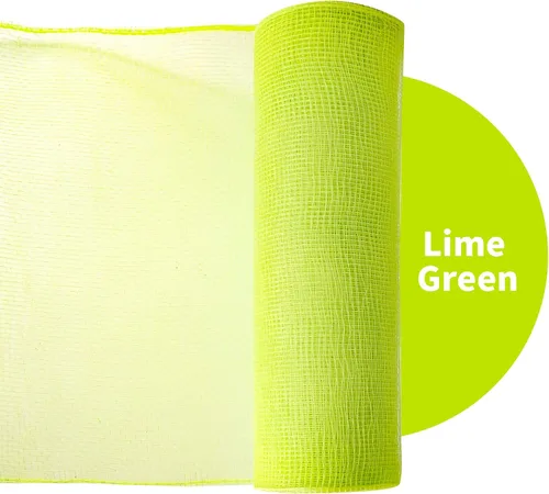Vista 2 de 2 rollos de cinta de malla verde manzana decorativa de 10 pulgadas x 30 pies, rollos de malla de poli verde lima para suministros de corona DIY