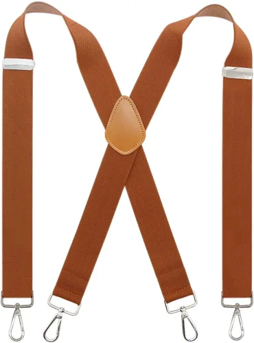 Vista 13 de Tirantes para hombres de 1.4 pulgadas x espalda ancha tirantes resistentes giratorios con 4 ganchos a presión Negro