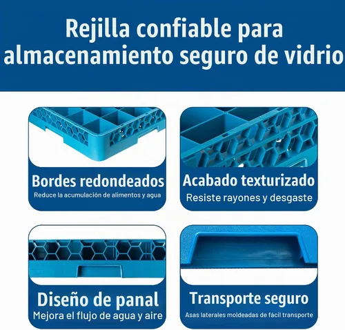 Vista 4 de Carlisle FoodService Products OptiClean - Estantes de vidrio con 25 compartimentos, se adapta a copas de vino tinto de 3.25 pulgadas de diámetro