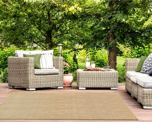 Vista 44 de Liora Manne Carmel - Alfombra tejida de perfil bajo de fácil cuidado para interiores y exteriores, color aguamarina, 6 pies 6 pulgadas x 9 pies 4
