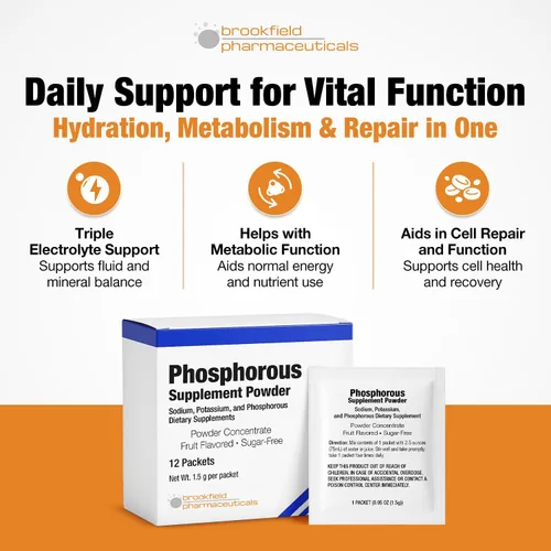 Vista 4 de Suplementos de fósforo 12 paquetes, suplementos dietéticos en polvo con fosfato de sodio y fosfato de potasio, suplemento de fósforo con sabor a