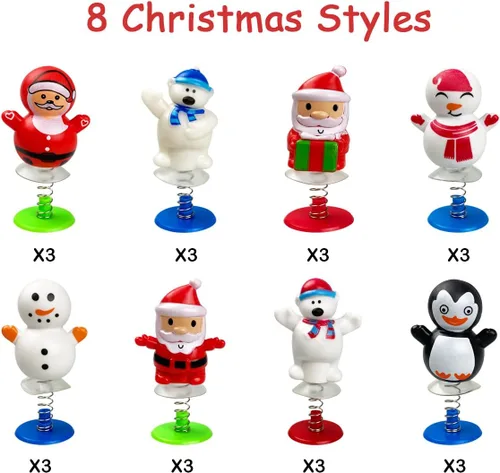 Vista 2 de 24 PIEZAS Juguetes Saltarines de Navidad para Niños Niños Niñas Rellenos de Calcetas Navideñas, Favores de Fiesta, Regalos