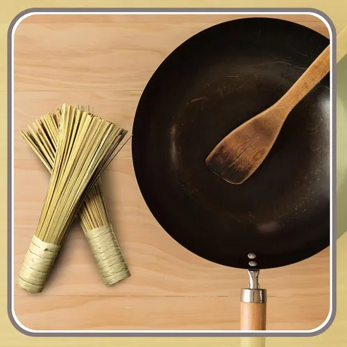 Vista 5 de Paquete de 2 cepillos Wok de 12 pulgadas para limpieza de bambú