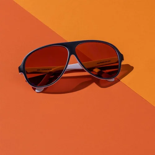 Vista 3 de Oficial Blublocker Azul Marino AzulBlanco Aviator anteojos de sol con lente de espejo azul