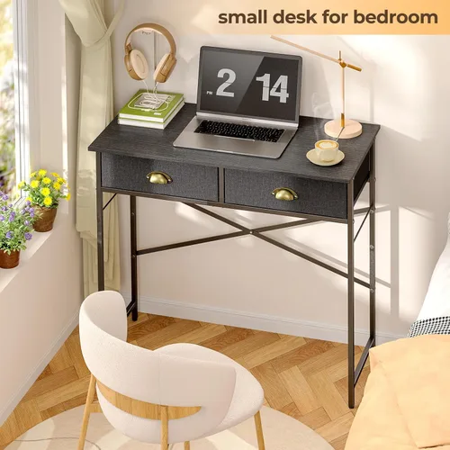Vista 5 de DAOUTIME - Escritorio negro para escribir para dormitorio de niños, escritorio pequeño de 31.5 pulgadas para computadora para espacios pequeños