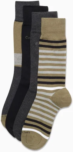 Vista 4 de Calvin Klein Calcetines de vestir para hombre mezcla de algodón calcetines estampados paquete de 4