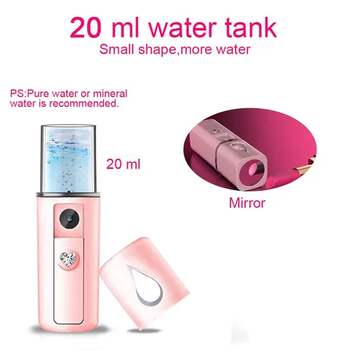 Vista 4 de Nano Facial Vapor Mist Spray Extensiones de pestañas Limpieza de poros Agua SPA Hidratante Rociador Facial Hidratante USB Recargable Mini