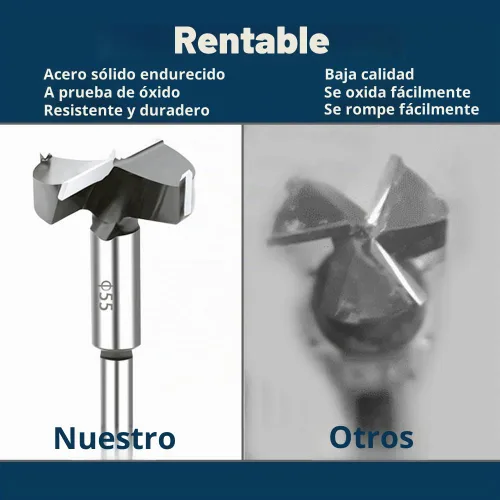 Vista 5 de Forstner - Juego de 10 brocas Forstner con punta de carburo para madera dura, juego de sierra de perforación de madera, juego de herramientas