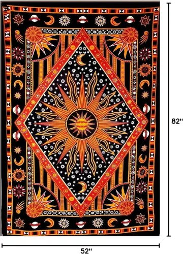 Vista 2 de Radhy krishna fashions Tapiz indio de tamaño individual, mandala hippie, tapiz hippie para colgar en la pared, tapices bohemios, decoración