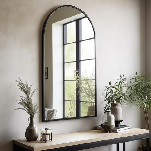 Vista 20 de Dewfig Espejo de Pared con Ventana Arqueada, 30"x20" Espejos de Panel de Ventana, Espejos de Tocador para Baño, Dormitorio, Entrada, Sala de Estar