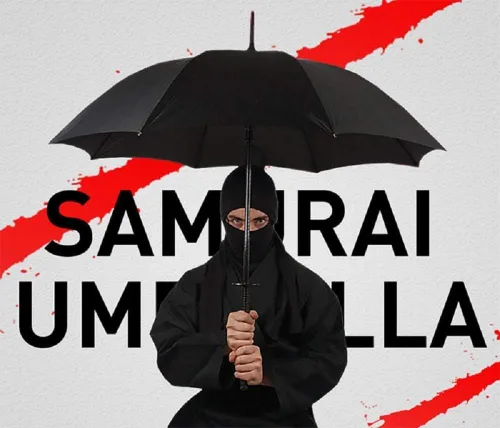 Vista 7 de zooro Samurai - Paraguas semiautomático Ninja Samurai a prueba de viento, el mejor regalo creativo (24 huesos)