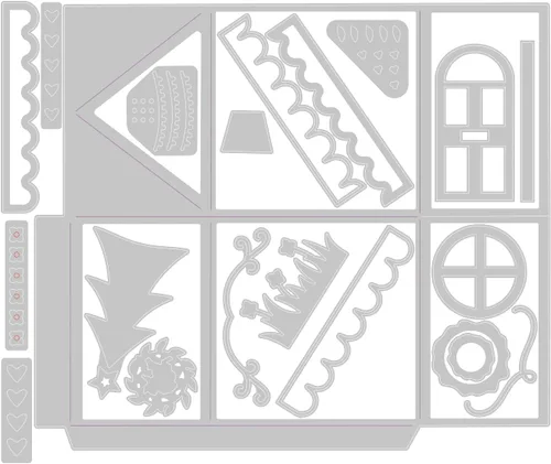 Vista 2 de Sizzix Juego de troqueles Thinlits de 21 piezas, caja de regalo de casa de temporada por Jennifer Ogborn 666024 Capítulo 4 2022 Oblea, gris