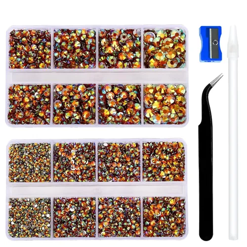 Vista 8 de 10400 diamantes de imitación beige, cristales de resina de gelatina para uñas, cristales de bricolaje con parte trasera plana no termoadhesivos