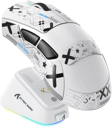 Vista 14 de ATTACK SHARK V3 PRO - Ratón inalámbrico para juegos de deportes electrónicos con base de carga magnética: 2.19 oz ligero, sondeo 1K, sensor