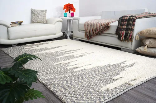 Vista 10 de Alfombra hecha a mano de lana dorada, fibra natural viscosa de fácil mantenimiento, alfombra para sala de estar, cama, habitación familiar, pisos