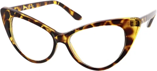 Vista 2 de zeroUVRetro High sentado Templos lente transparente anteojos de ojo de gato exagerada 55mm