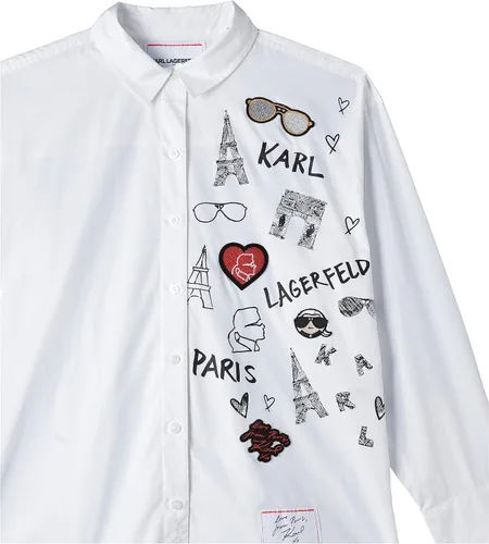 Vista 4 de Karl Lagerfeld Paris Blusa de manga larga con motivo icónico para mujer