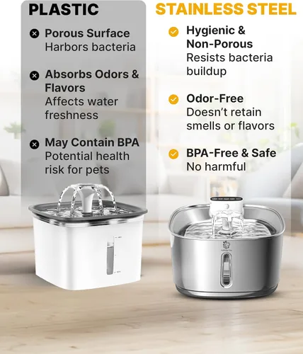 Vista 3 de Fuente de agua inalámbrica para gatos, 3.2L/108 onzas, fuente de acero inoxidable, fuente automática para beber gatos inalámbrica y recargable