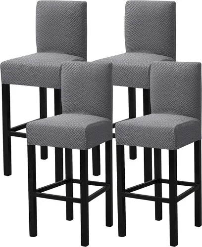 Vista 9 de Gollense Juego de 4 fundas para taburetes de bar con respaldo, fundas elásticas de jacquard para taburetes de bar, fundas de asiento lavables