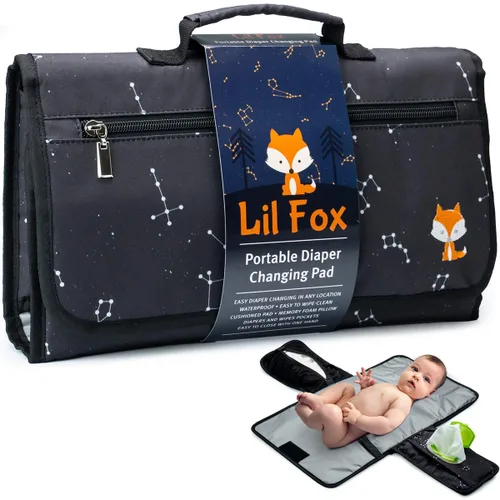 Vista 9 de Lil Fox Cambiador de pañales portátil - Cambiador de pañales de una mano para bolso de pañales o mesa de cambio. Regalos unisex para baby shower