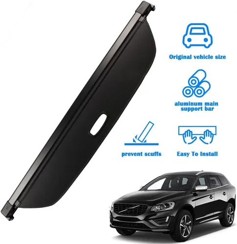 Vista 2 de Cubierta de Carga para Volvo XC60 2010 2011 2012 2013 2014 2015 2016 2017 para Accesorios Volvo XC60 Negro Cubierta de Maletero Retráctil Protector