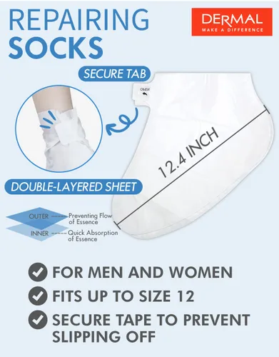 Vista 3 de DERMAL Moistfull - Juego de 6 calcetines sedosos para pies y guantes de mano, para pies y manos secos, tratamiento de spa en casa, probado por