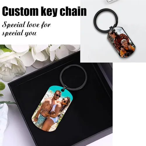 Vista 5 de Llavero personalizado con imagen, llavero personalizado con foto, texto grabado, regalo conmemorativo familiar personalizable