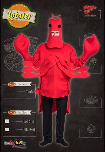 Vista 2 de EraSpooky Disfraz de langosta de Halloween para hombre (rojo, talla única)