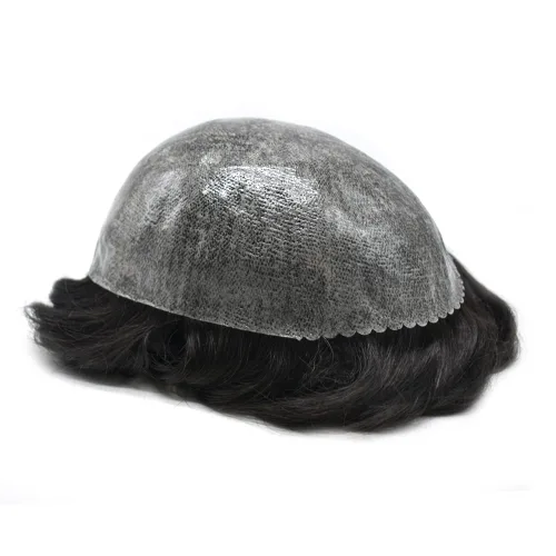 Vista 3 de Toupee - Sistema de pelo de poliuretano para hombre, repuesto completo de pelo de polietileno para hombres (8 x 10 pulgadas, 1 negro azabache)