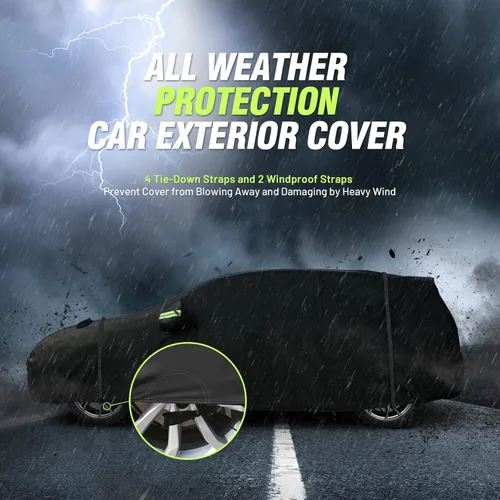 Vista 5 de Favoto Funda Impermeable para Automóvil para Todo Clima para Automóviles, 6 Capas de Servicio Pesado para Exteriores Protección contra Lluvia Polvo