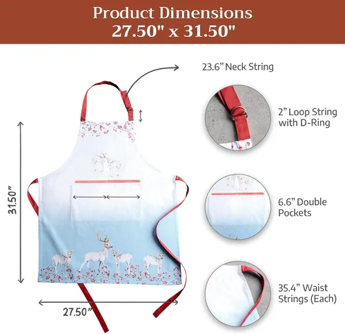 Vista 764 de Maison d' Hermine Delantales para mujer con bolsillo, 100% algodón (27.50 x 31.50 pulgadas)