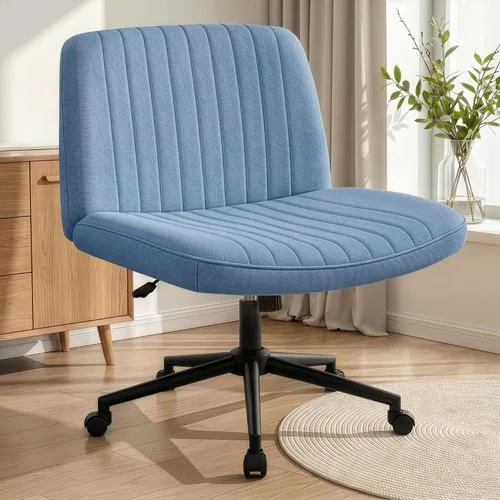 Vista 19 de NEO CHAIR Silla cruzada con ruedas, escritorio de oficina con patas marrón (Brown PU)