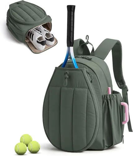 Vista 18 de BAGSMART Bolsa de gimnasio de tenis para mujer, mochila acolchada para Beige