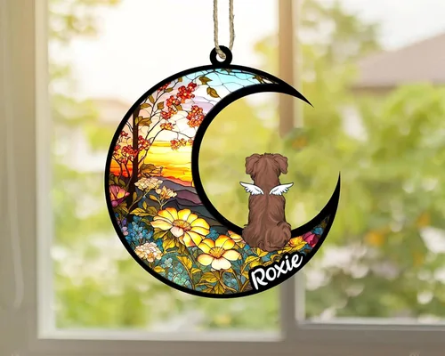Vista 313 de LOVELYPOD Adorno de Navidad personalizado para perro Basset Hound (marrón) Basset Hound (marrón) adorno para atrapasoles de perro, razas de perros