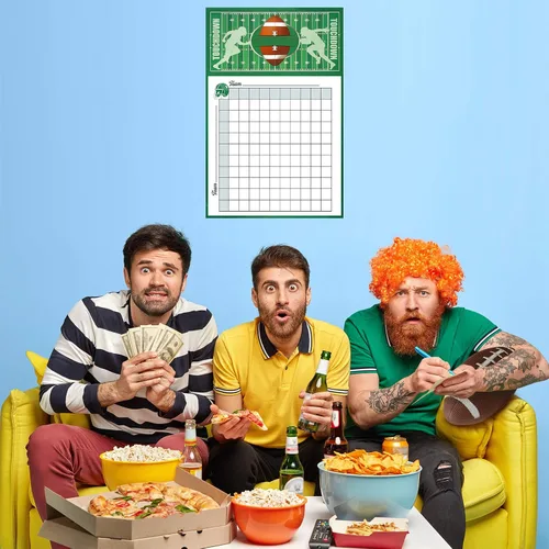 Vista 6 de Zonon 5 pósteres cuadrados de hoja de juego de fútbol, cuadrados de 100 cuadrículas, pósteres de récord de puntuación de fútbol, fiestas de fútbol