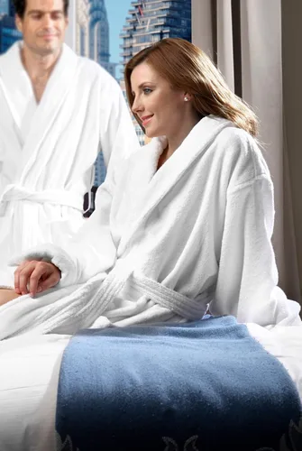 Vista 9 de MONARCH Bata de baño unisex de rizo 100% algodón peinado lux, bata con cuello de chal, elección de hotel de cinco estrellas, sin capucha
