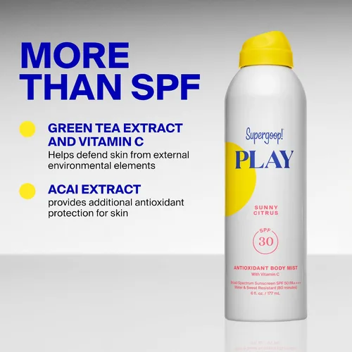 Vista 7 de Supergoop! PLAY SPF 30 Antioxidant Body Mist w/Vitamin C -Broad Spectrum Sunscreen Spray - Great for Active Days