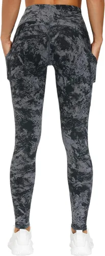 Vista 3 de The Gym People - Pantalones deportivos gruesos de tiro alto, con bolsillos y control de abdomen, leggings para entrenar, correr, hacer yoga