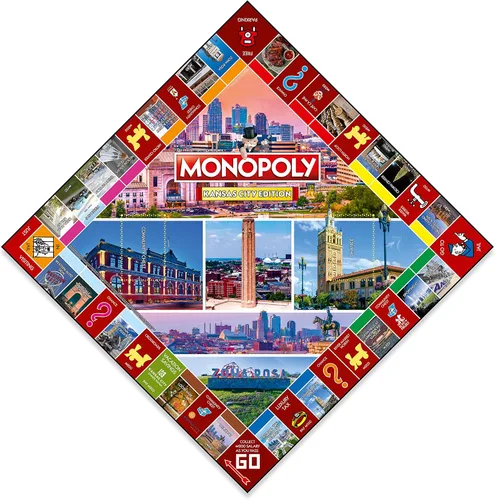 Vista 2 de Monopoly Juego de mesa Kansas City Edition: 2-6 jugadores Juegos de mesa familiares para niños y adultos, juegos de mesa para niños de 8 años
