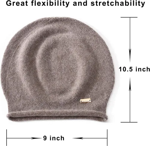 Vista 4 de jaxmonoy Gorro de punto holgado de cachemira para mujer, gorro de invierno suave y cálido de lana para mujer