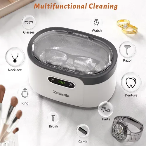 Vista 4 de Máquina Limpiadora de Joyería por Ultrasonidos: Limpiador Sónico de 600ml con Temporizador Digital para Lentes, Plata, Anillos, Monedas, Cepillos