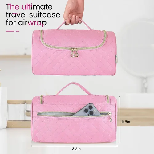 Vista 5 de Estuche de viaje compatible con Dyson Airwrap completo Styler y accesorios, organizador de viaje portátil con gancho colgante oculto para Airwrap