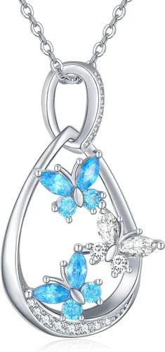 Vista 7 de Cuoka Butterfly Necklace for Women 925 Sterling Silver Butterflies Pendant