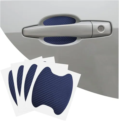 Vista 15 de 4 calcomanías para tazas de manijas de automóvil, película protectora antiarañazos de fibra de carbono para puertas de automóvil, protector de tazas