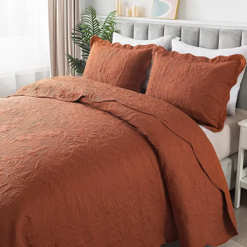 Vista 32 de HoneiLife Juego de ropa de cama tamaño Queen, juego de edredón de microfibra para cama Queen, colchas ligeras de 3 piezas, edredones reversibles