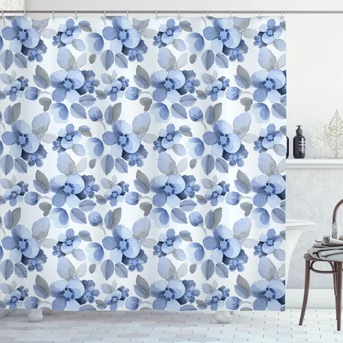 Vista 37 de Ambesonne Cortina de ducha retro, diseño clásico de rayas verticales, imagen, imagen antigua, obra de arte, juego de decoración de baño de tela