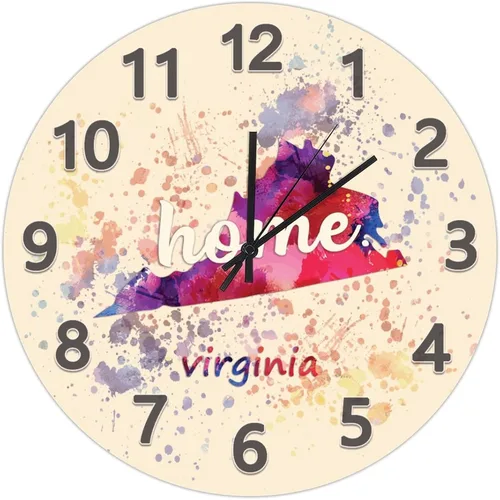 Vista 69 de UFunhome Reloj de pared con mapa del estado de Nevada, acuarela, Estados Unidos, reloj redondo de madera, funciona con pilas, silencioso, sin